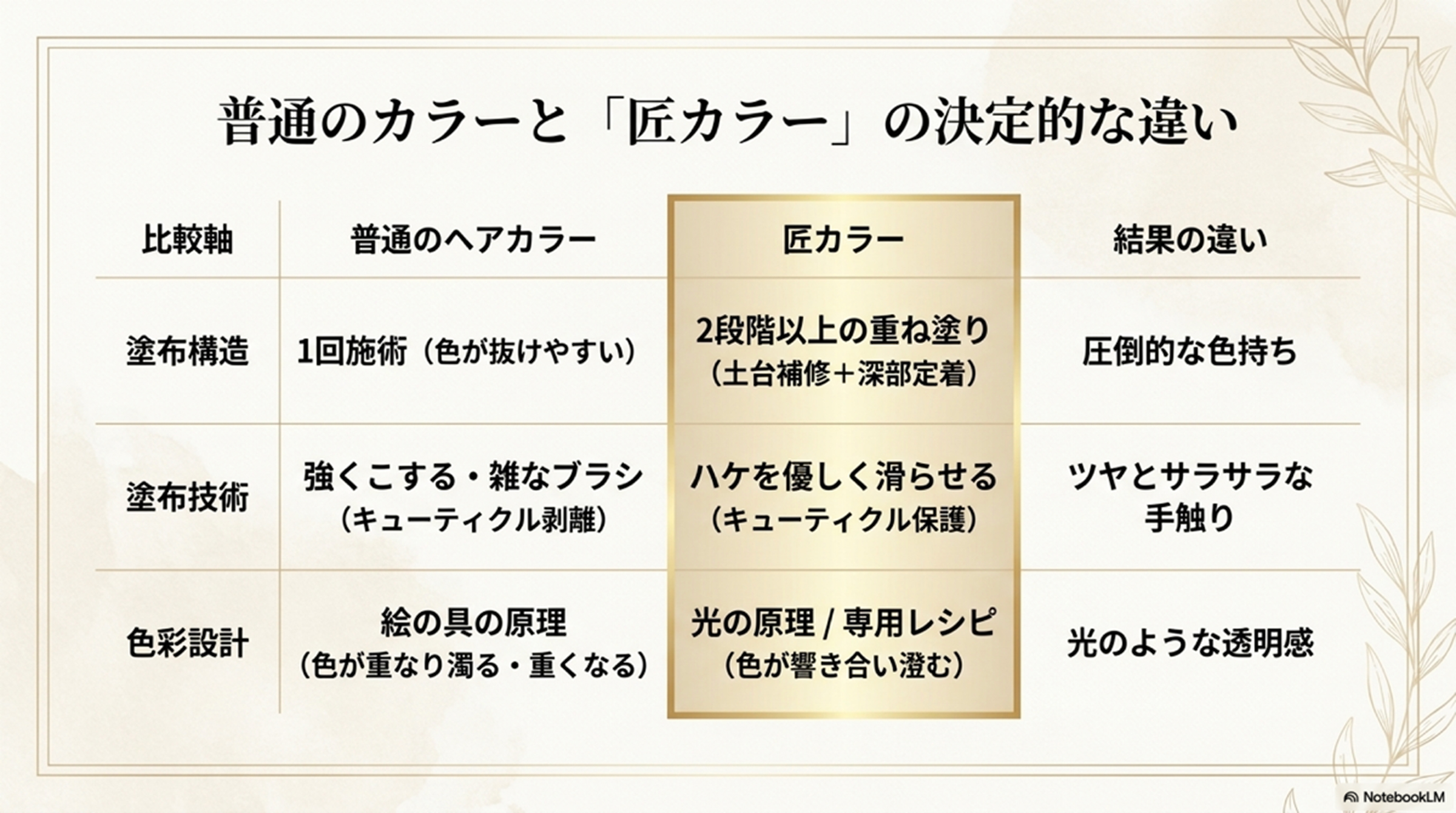 普通のカラーと「匠カラー」の決定的な違い
